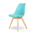 Colorful wooden legs leather upholstery dining chair